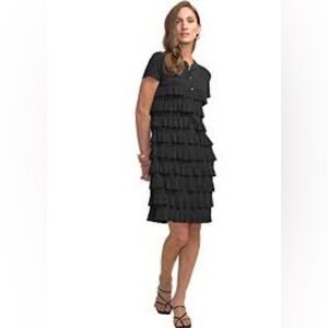 Cache Cache Tiered Ruffle Mini Dress in City Grey Size XS NWT